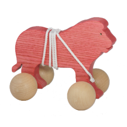 Le Lion à Tirer en bois - jouet en bois artisanal