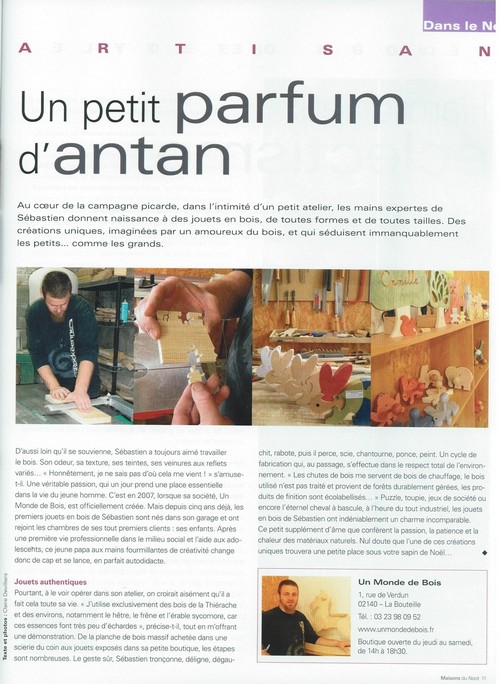 Article de Maisons du Nord sur Un Monde de Bois, novembre 2012